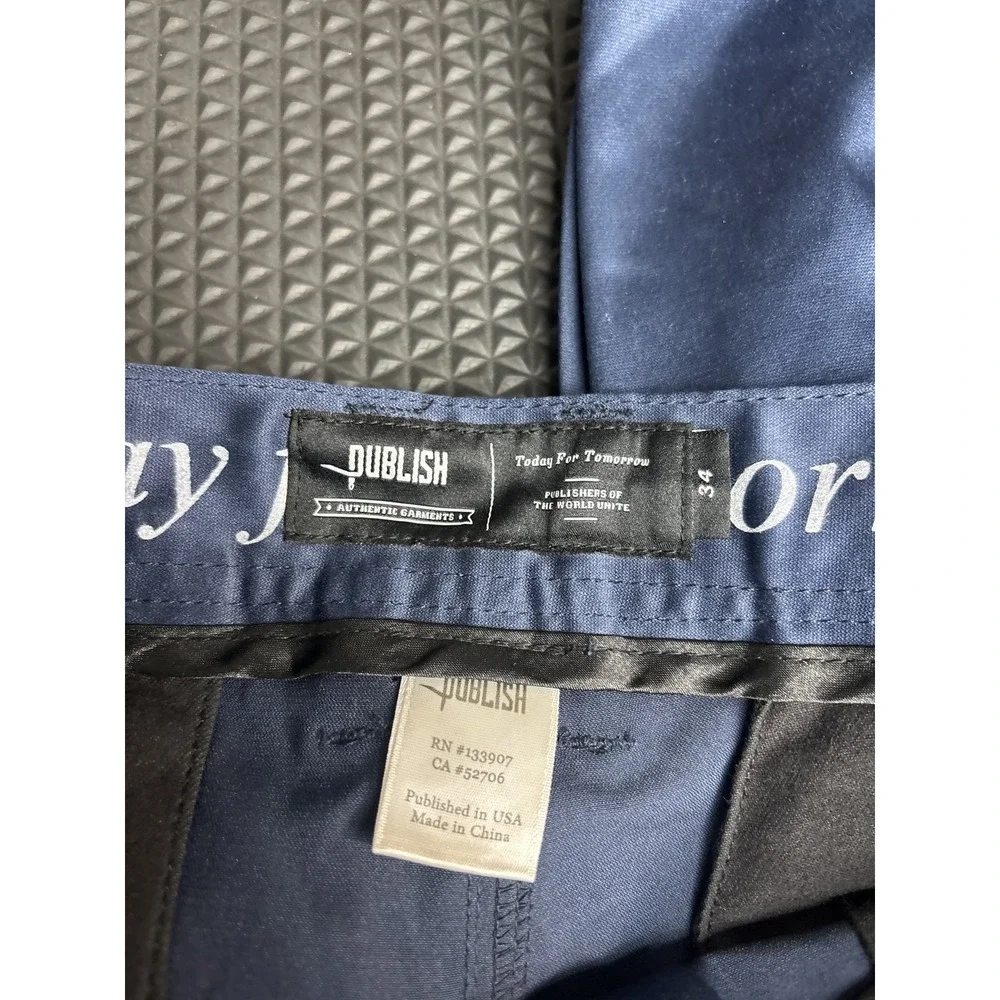 Publish Legacy Men's Jogger Pants Size 34 Navy Blue Satin Finish Elastic Cuff